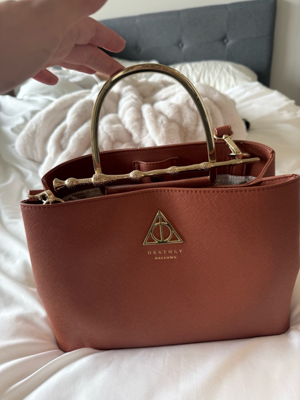 Loungefly Rust Brown Satchel with Gold Hardware